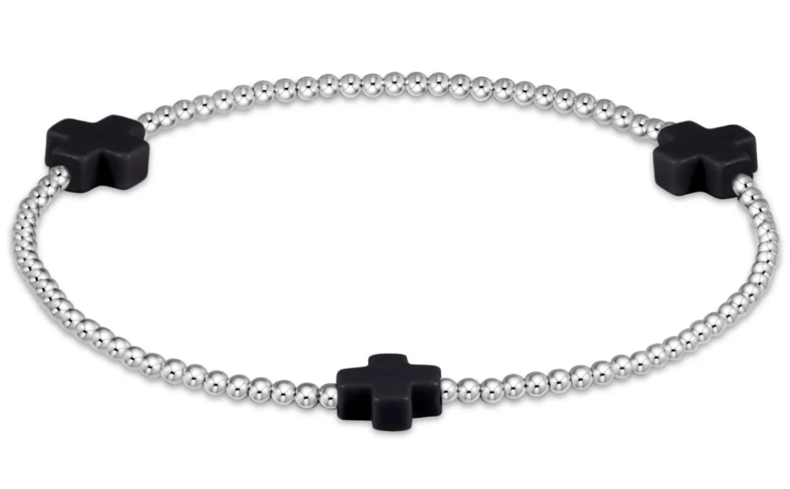 enewton Extends - Signature Cross Sterling Pattern 3mm Bead Bracelet - Charcoal