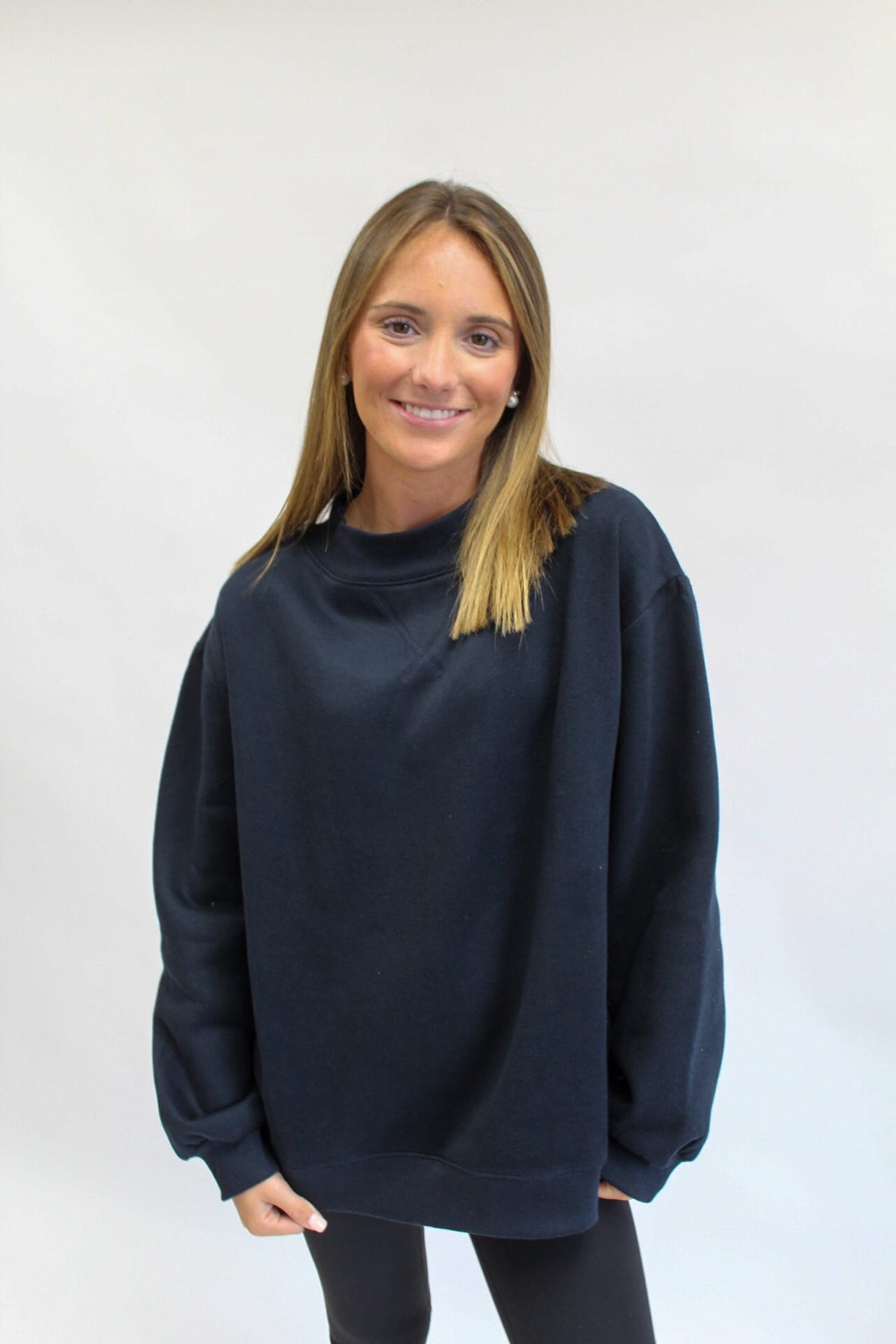 Overtime Essential Navy Blue Mockneck Sweatshirt