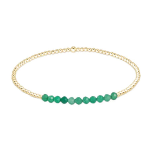 Enewton Gold Bliss 2mm Bead Bracelet- Green Onyx