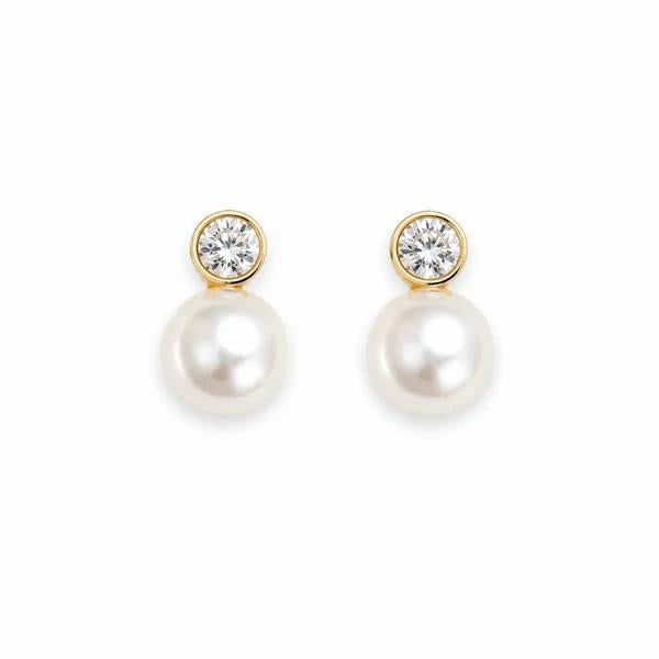 Pearl & Gold Sparkle Stud Earrings, Modern Classic
