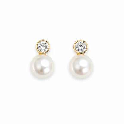 Pearl & Gold Sparkle Stud Earrings, Modern Classic
