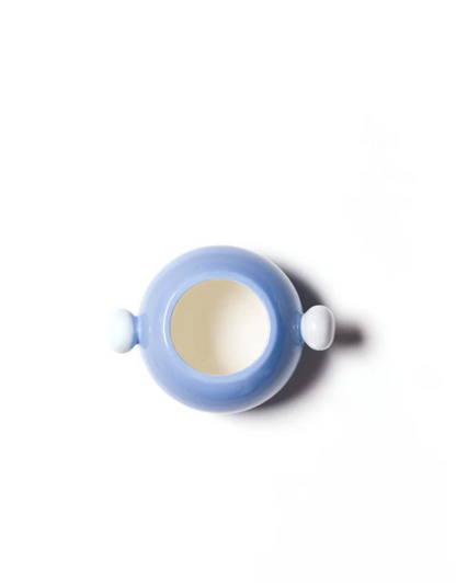 Iris Blue Medium Round Vase with Knob Handles