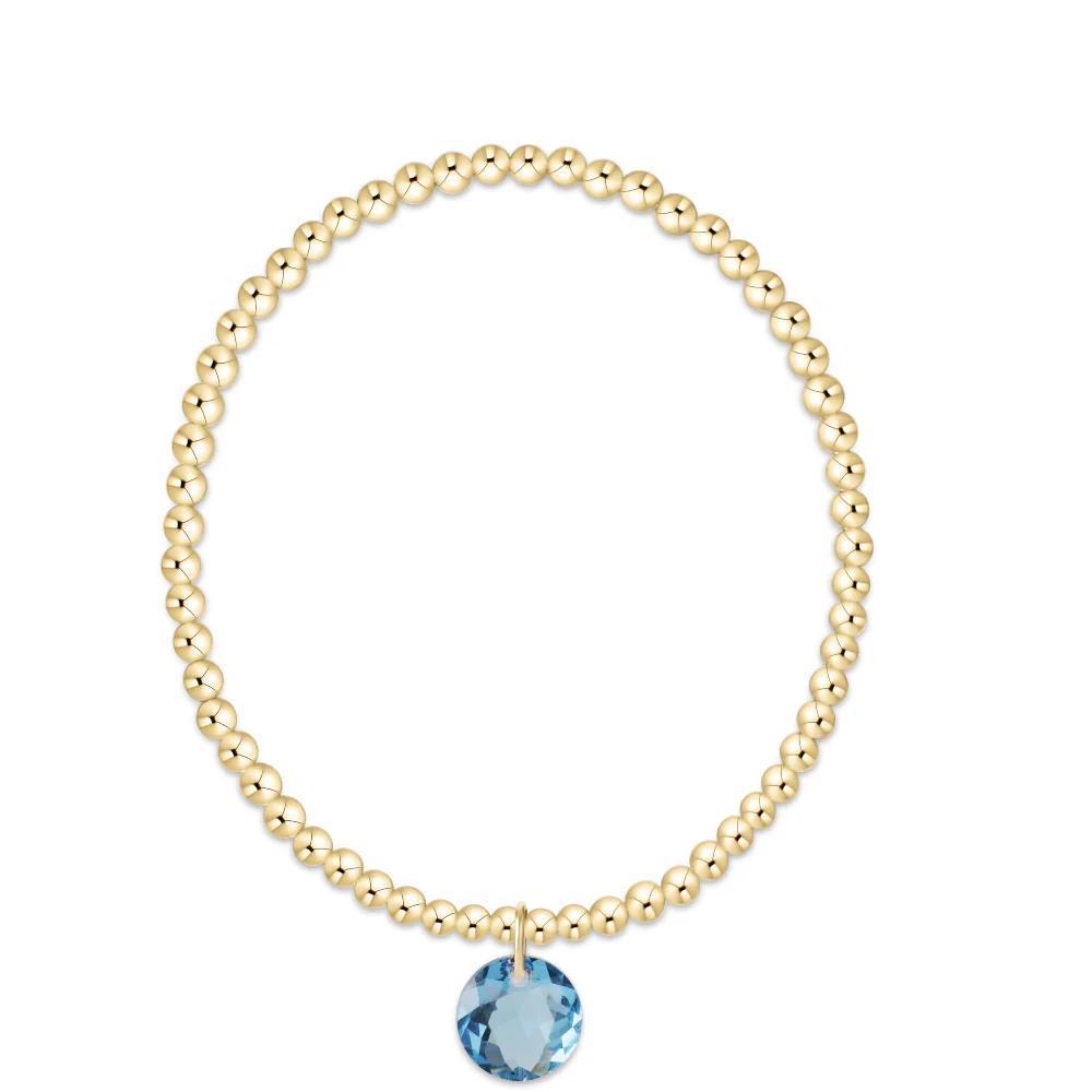 Extends Classic Gold 3mm Bracelet - Reflection Charm ( Birthstone )