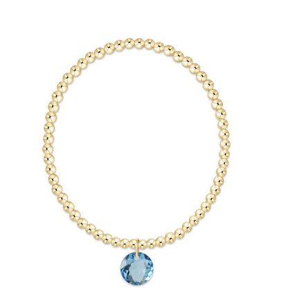 Extends Classic Gold 3mm Bracelet - Reflection Charm ( Birthstone )