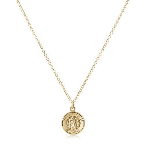 16" Necklace Gold - Protection Gold Disc