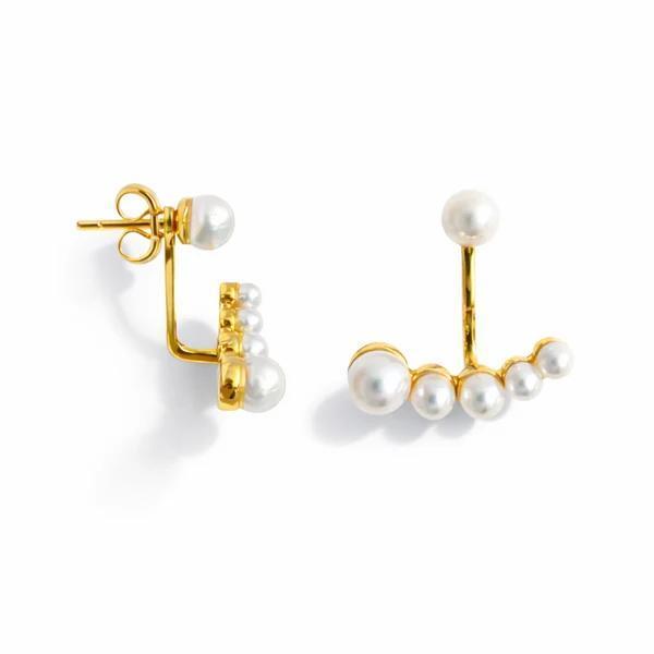 Double Pearl Arc Earrings