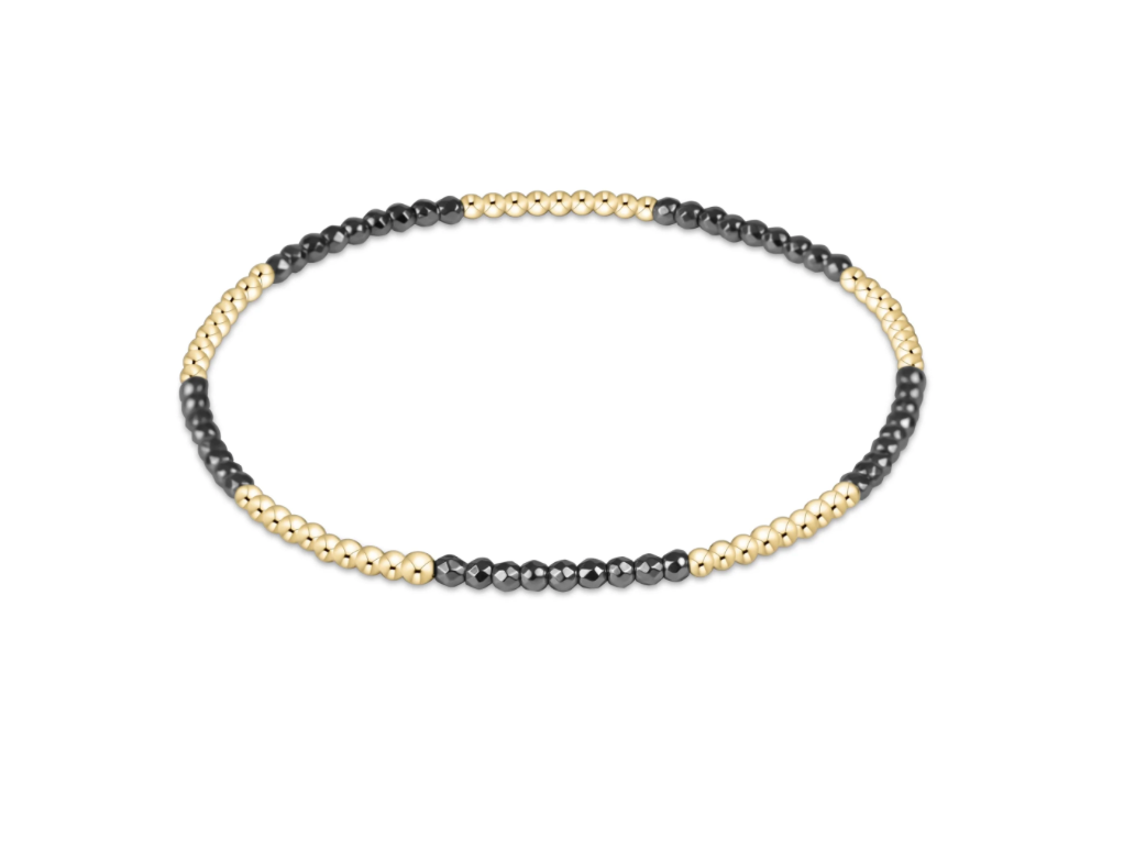 Blissful Pattern 2mm Bead Bracelet - Silver Faceted Hematite