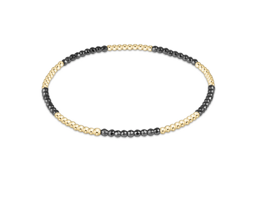 Blissful Pattern 2mm Bead Bracelet - Silver Faceted Hematite