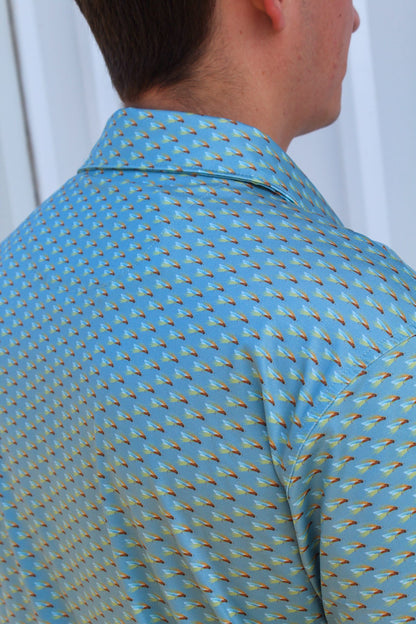 Men's On The Fly Performance Polo Slate/Multi
