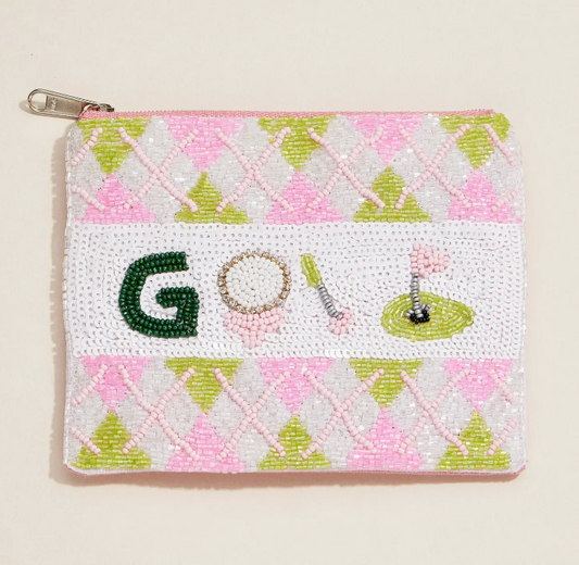 Golf Beaded Pouch
