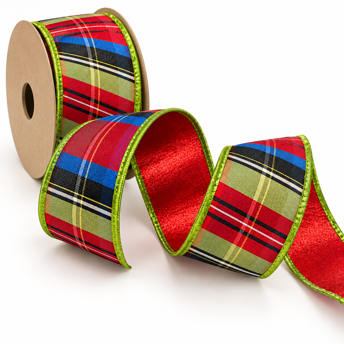 Stripe Metallic Dupion Red/Green Metallic Piping 2.5" by 10 yards