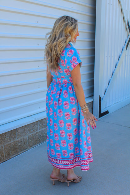 Charleston Blooms Belted Maxi Dress