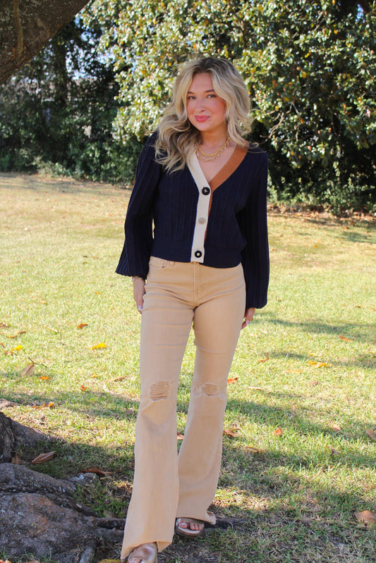 Freya Colorblocked Knit Cardigan