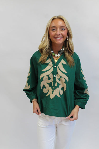 Royal Scroll Long Sleeve Top
