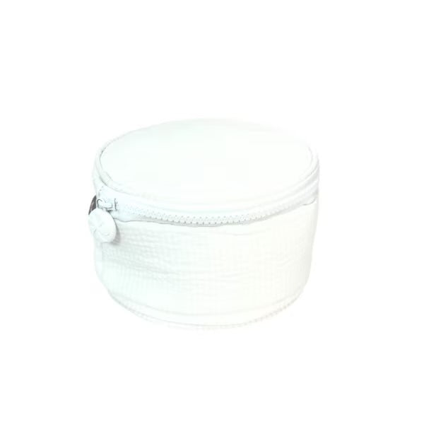 6" White Seersucker Button Bag