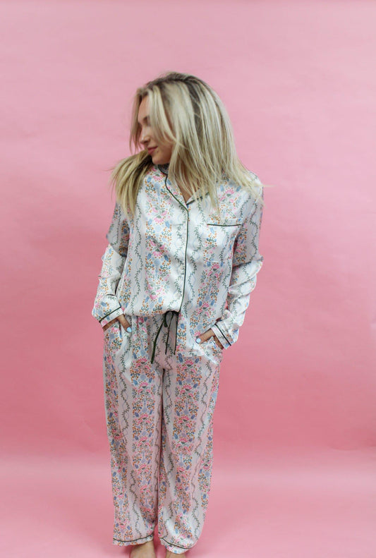 Charlotte Ivy Lane Satin PJ Set - Ivory