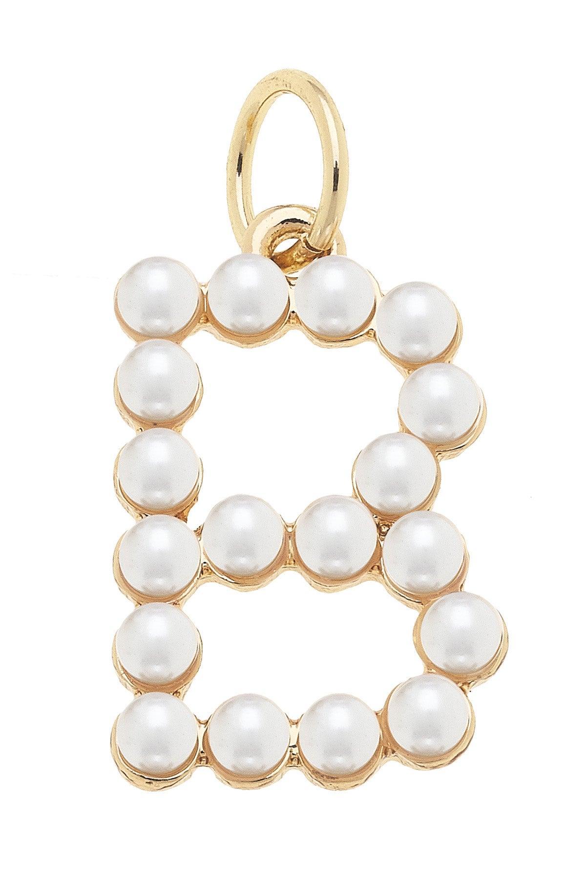 Pearl - Studded Letter Charm in Ivory