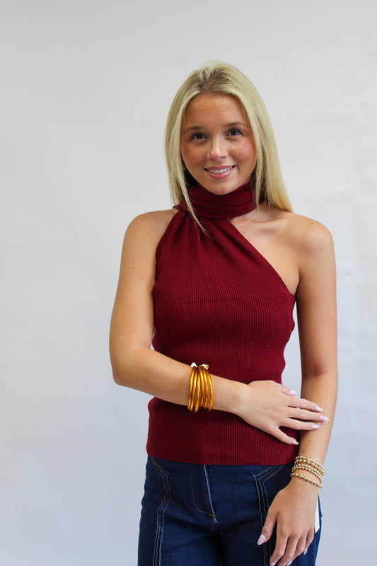 Bordeaux Beauty One Shoulder Top
