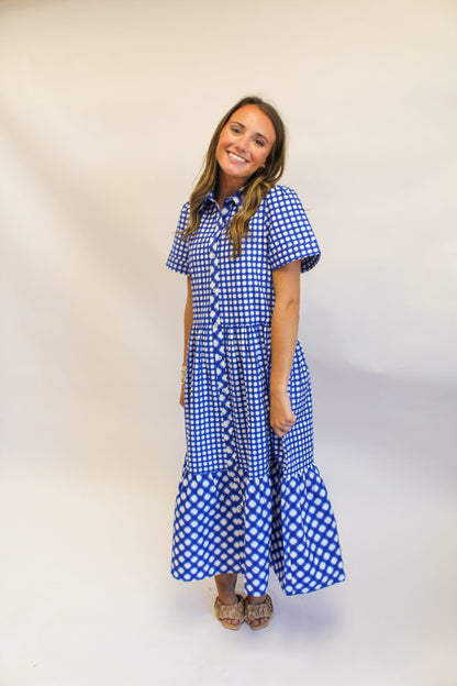 Dress Jema Gingham Mix Navy