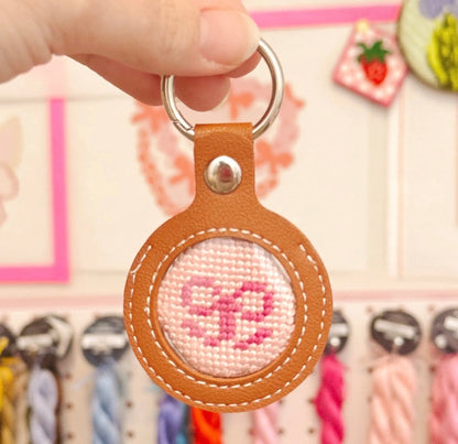 Needlepoint Self Finishing PU Leather Key Fob Bag Tag
