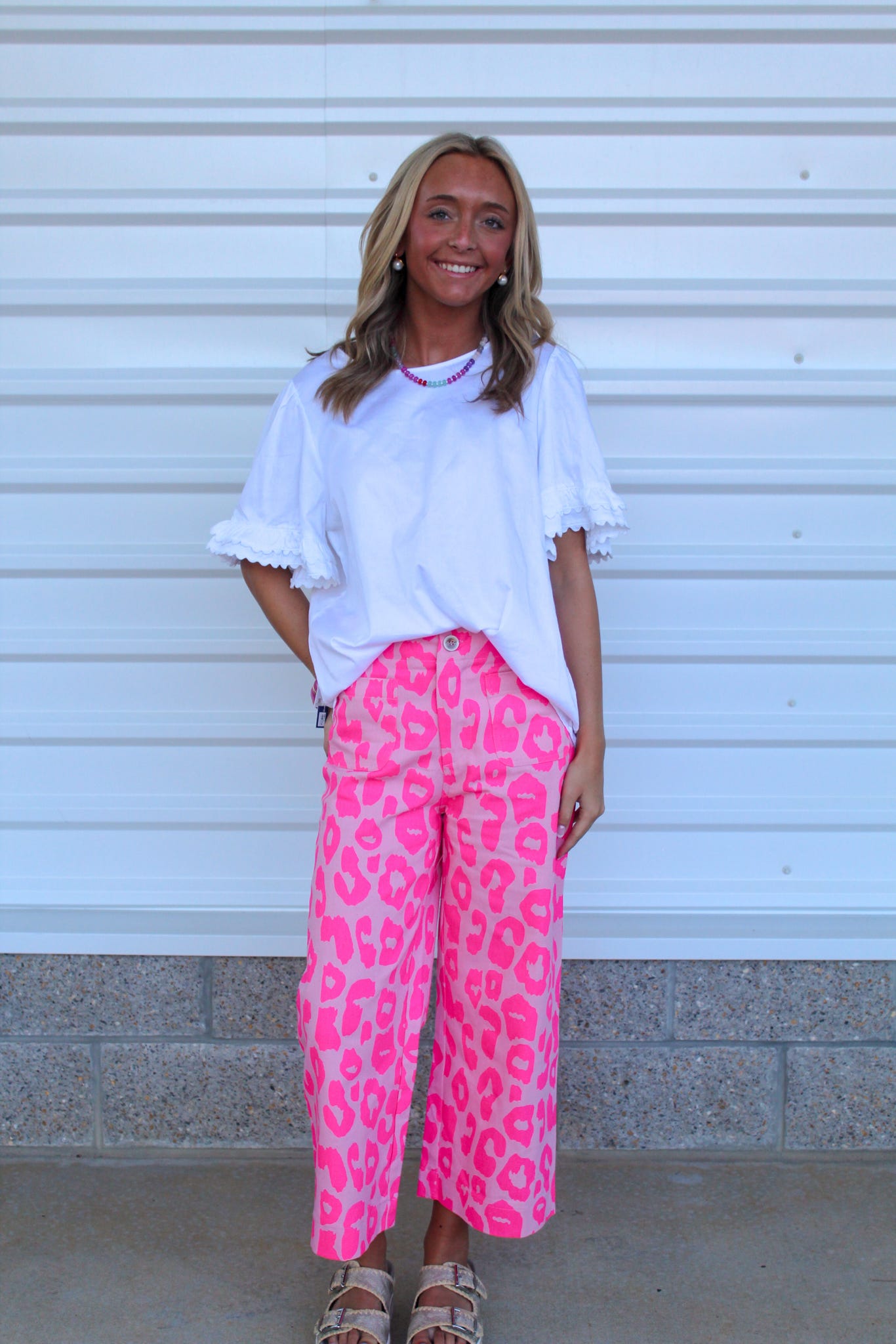 Leopard Pants Colette Cropped Wide-Leg