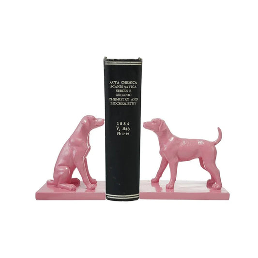 Pink Resin Dog Bookends