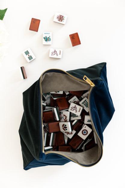 Origami Mahjong Tile set Azure / Lucite Display Box