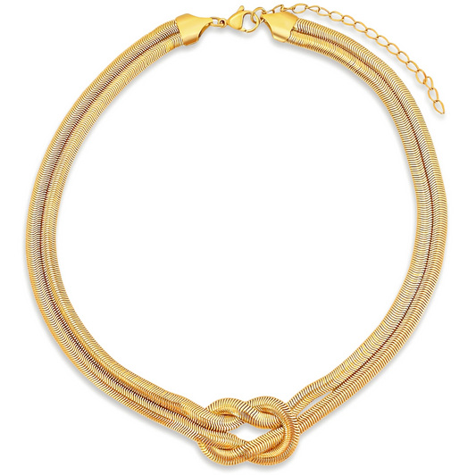 Rhodes Knotted Snake Chain Necklace- Gold