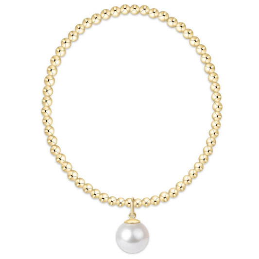 Extends Classic Gold 3mm Bracelet- Classic Pearl 10mm Charm