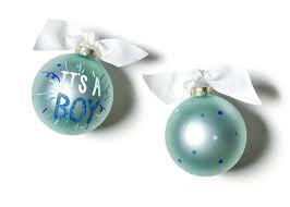 IT'S A BOY POPPER ROUND GLASS ORNAMENT