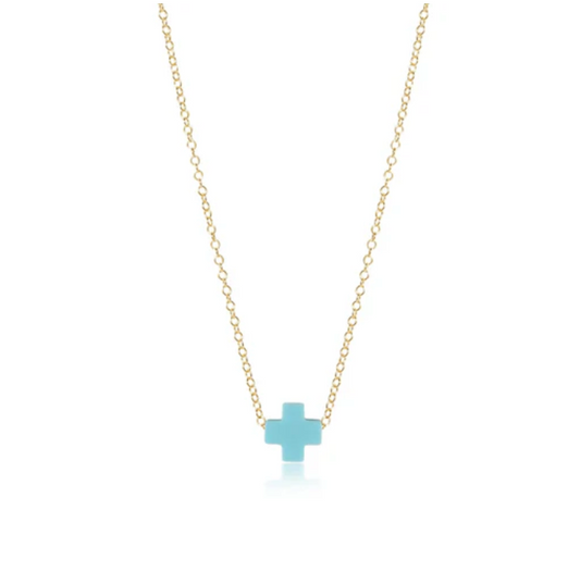 egirl 14" Necklace Gold - Signature Cross Turquoise