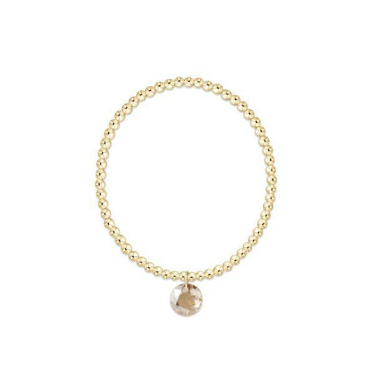 Classic Gold 3mm Bracelet- Reflection Charm- 11