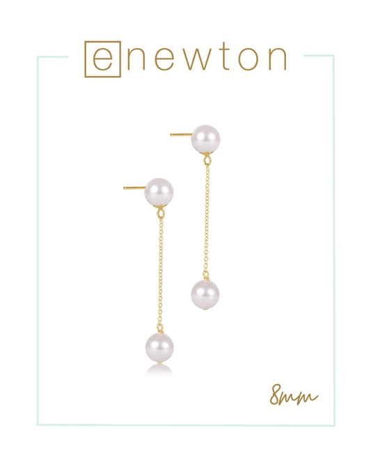 Simplicity Chain Gold Drop Earring - Pearl 8MM