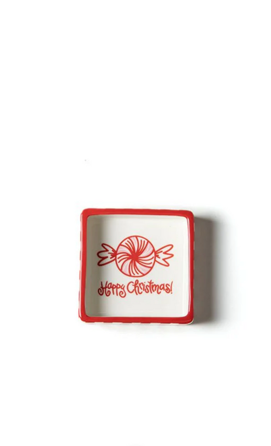 Happy Everything Christmas Peppermint 3.5 Square Trinket Bowl