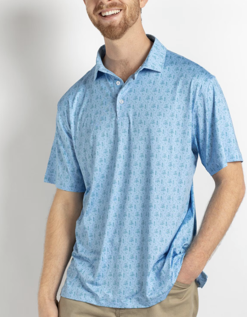 Men's Tee Off Performance Polo Blue/Green