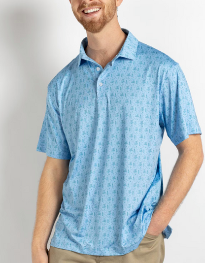Men's Tee Off Performance Polo Blue/Green
