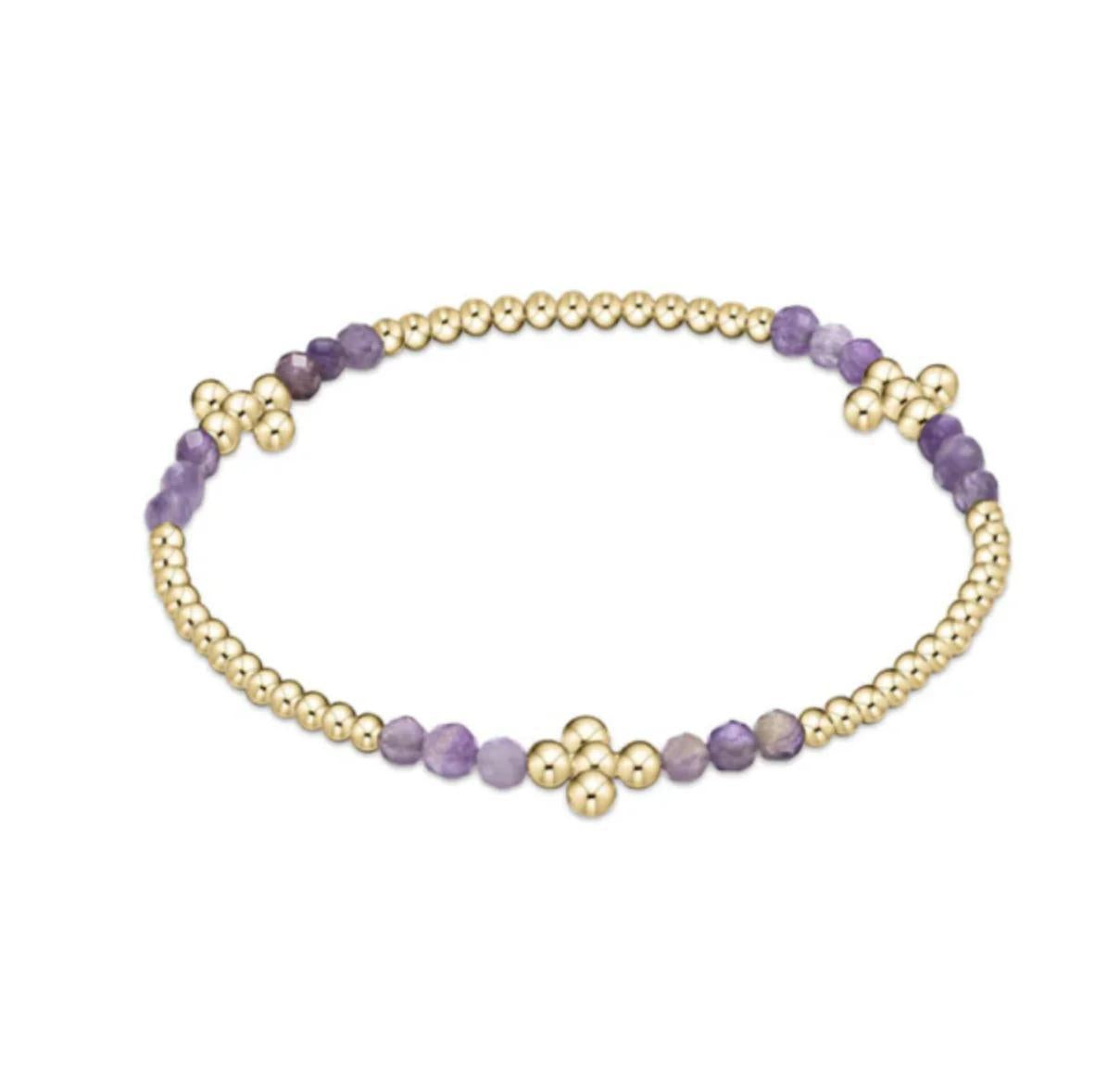 SIGNATURE CROSS GOLD BLISS PATTERN 2.5MM BEAD BRACELET - AMETHYST