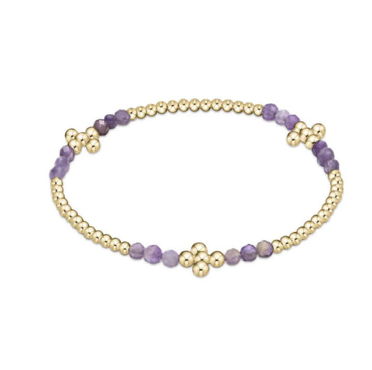 SIGNATURE CROSS GOLD BLISS PATTERN 2.5MM BEAD BRACELET - AMETHYST