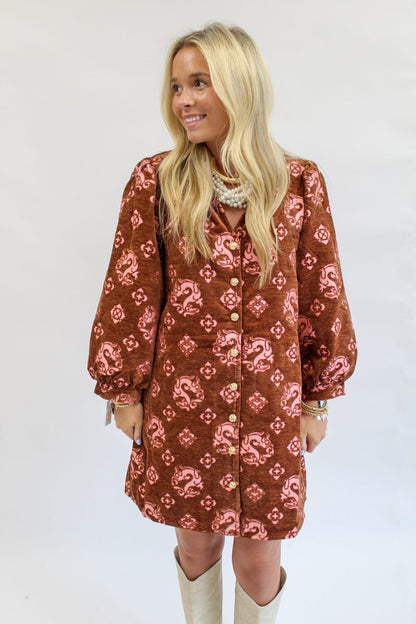 Gypsy Garden Dress- Brown