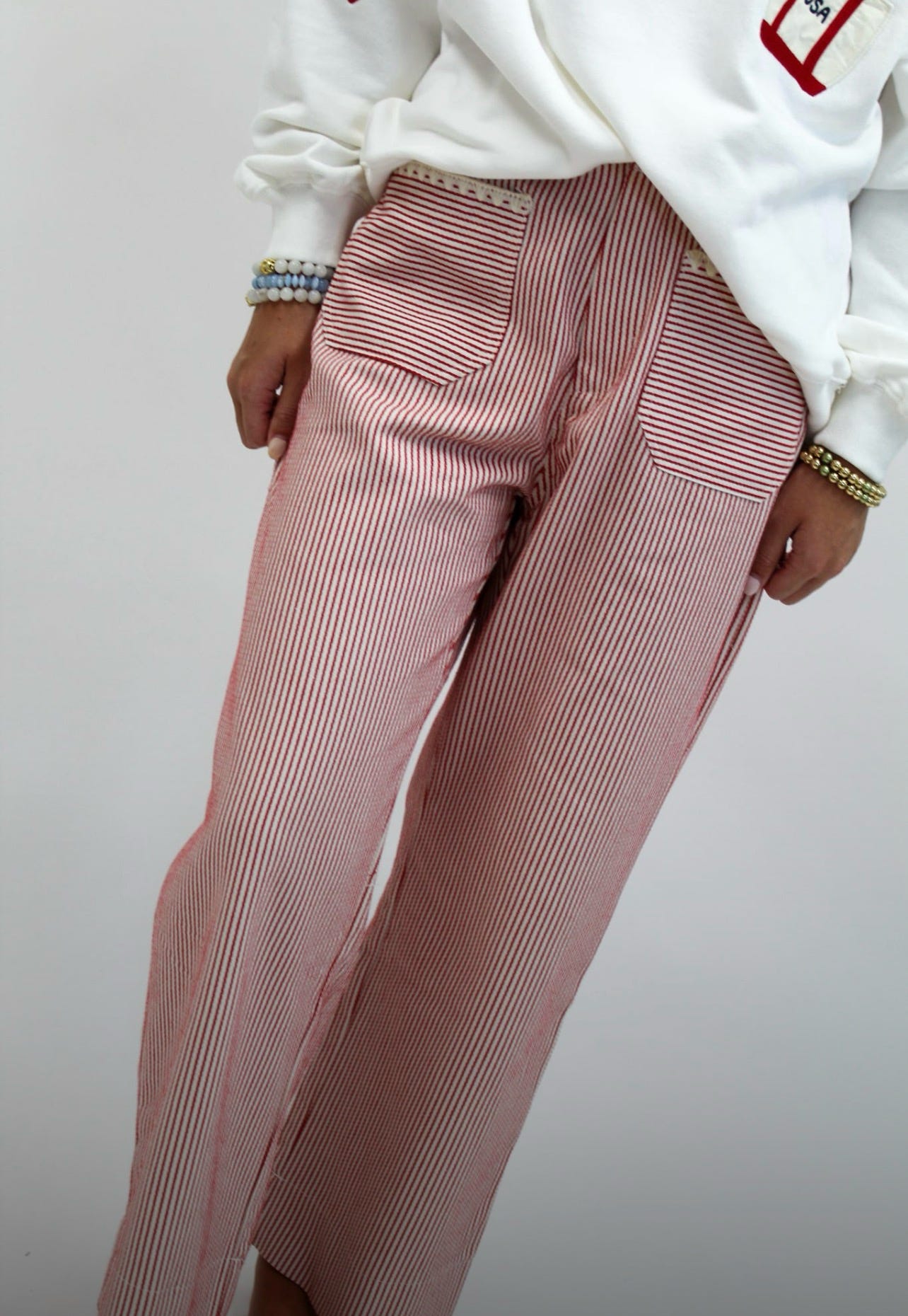 Striped Cotton Twill Pants