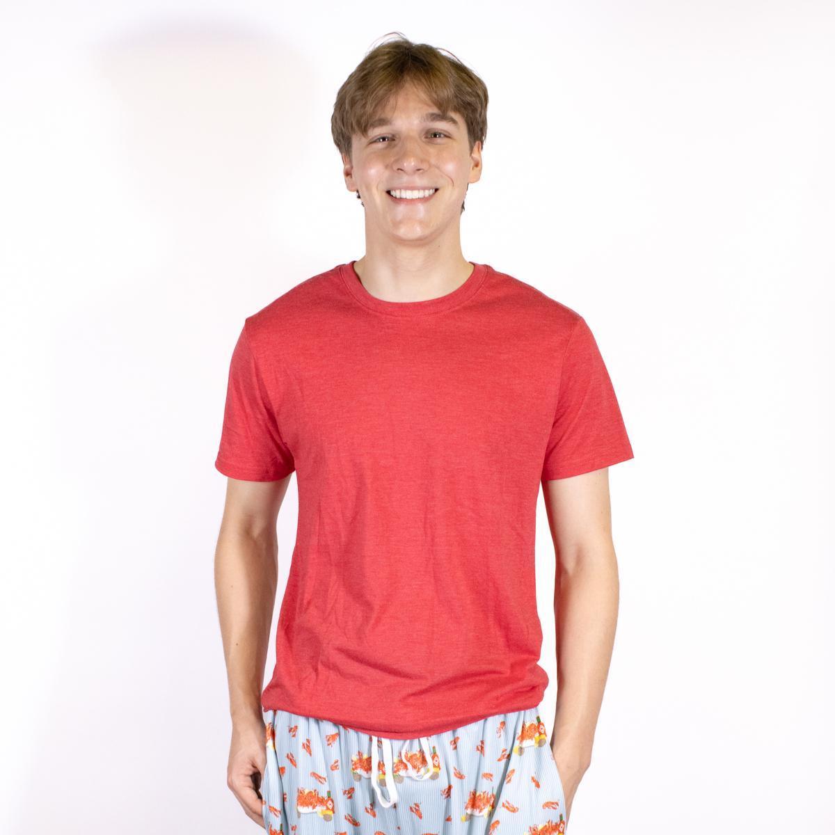 Dark Red Mens Crew Neck Short Sleeve T-Shirt