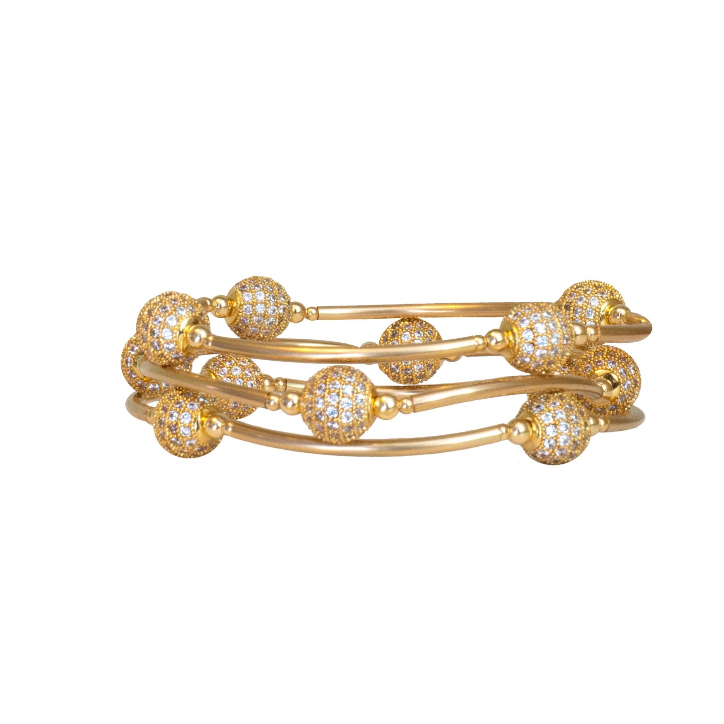 8mm Crystal Pave Blessing Bracelet with Gold-filled Links: L