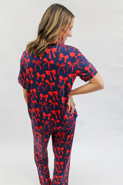 Pant Set Charlotte Bows Blue/Red