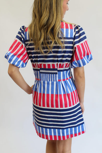 Fireworks Color Block Striped Mini Dress