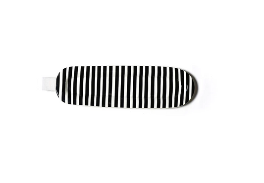 Black Stripe Mini Skinny 17 Oval Entertaining Tray