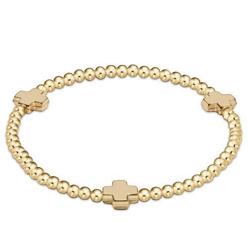 egirl Signature Cross Gold Pattern 3mm Bead Bracelet - Gold