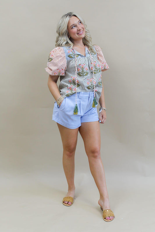 Hollyn Puff Sleeve Striped Top