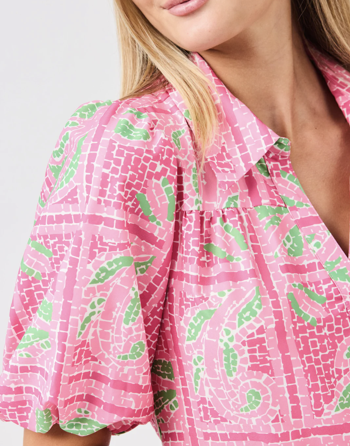 Dress Eloise Trellis Tiles Pink