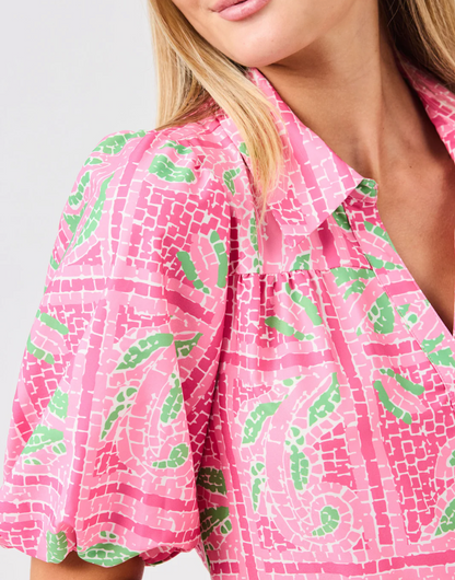 Dress Eloise Trellis Tiles Pink