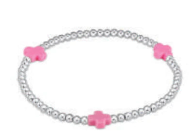 enewton Extends - Signature Cross Sterling Pattern 3mm Bead Bracelet - Bright Pink